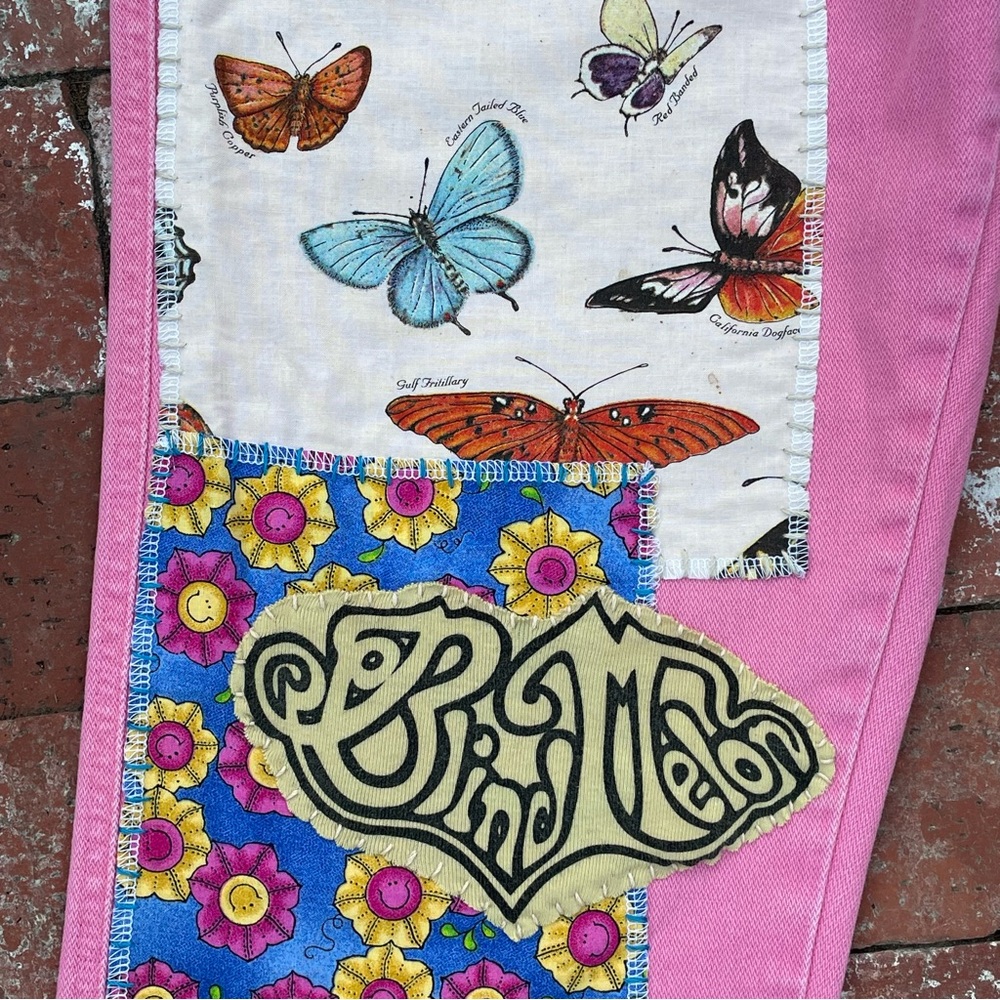 Vintage Upcycled Patchwork Wrangler Pink Jeans Co… - image 6